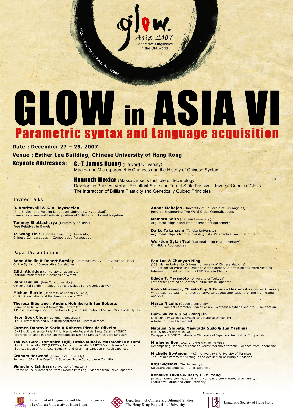The programmes for GLOW in